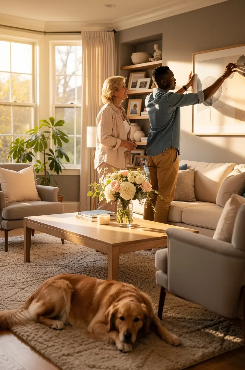 Seasonal design trends in home styling consultation.